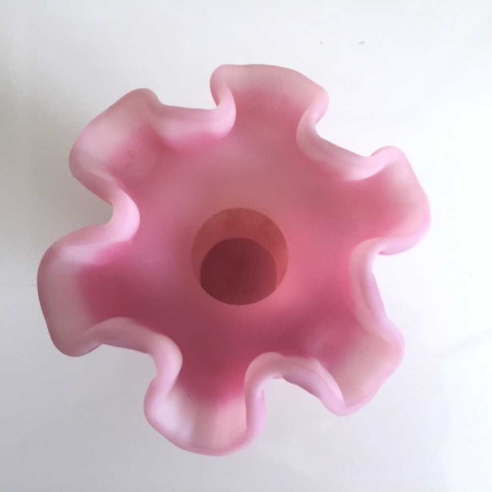 Vintage Fenton Art Glass Pink Satin 6" Vase - Picture 2 of 4